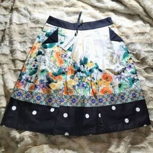 Small Frock Shop floral skirt with pockets NEW! green, orange, yellow, purple